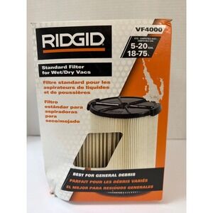 RIDGID VF4000 Standard Filter for 5-20 Gallon Wet Dry Vacs White Qwik Lock
